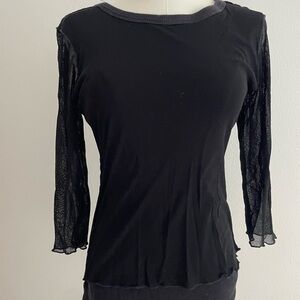 Elegant Black Lace Sleeve Top